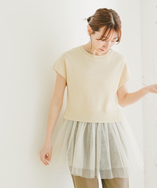 ITEMS URBANRESEARCH(アイテムズ アーバンリサーチ)の「ソウバリチュールドッキングニット(ニット/セーター・レディース・NVY/BLK/OFF・FREE)」の1枚目の写真