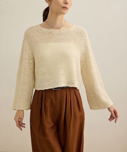 ROPE'（ロペ）の「【洗える】スラブリネン ボートネックプルオーバー（ニット/セーター・レディース・ホワイト/ベージュ/ターコイズ・F）」の20枚目の写真