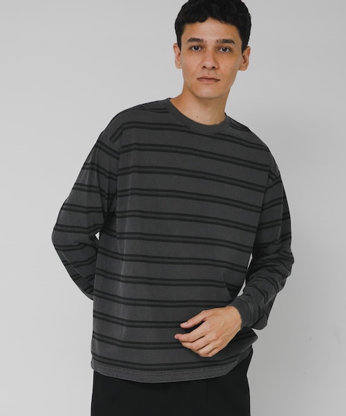 URBAN RESEARCH Sonny Label（アーバンリサーチサニーレーベル）の「ピグメントボーダーロングスリーブTシャツ（Tシャツ/カットソー・メンズ・ベージュ/ブラック・M/L）」の2枚目の写真