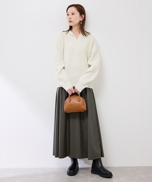 ROPE' PICNIC(ロペピクニック)の「スキッパーポロニットプルオーバー/イージーケア(ニット/セーター・レディース・グレー/オフホワイト/ダークグリーン/ネイビー・F)」の13枚目の写真