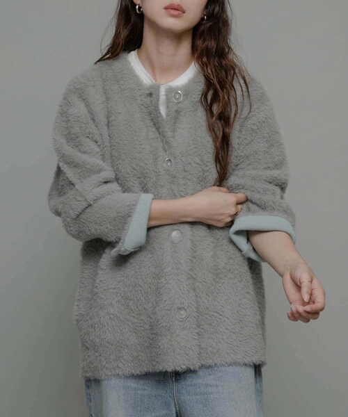 URBAN RESEARCH Sonny Label（アーバンリサーチサニーレーベル）の「ダブルフェイスバイカラーカーディガン（カーディガン/ボレロ・レディース・オフ/ベージュ/グレー・FREE）」の15枚目の写真