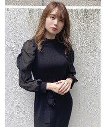 dazzlin | シフォンロングスリーブマーメイドワンピース(ワンピース)