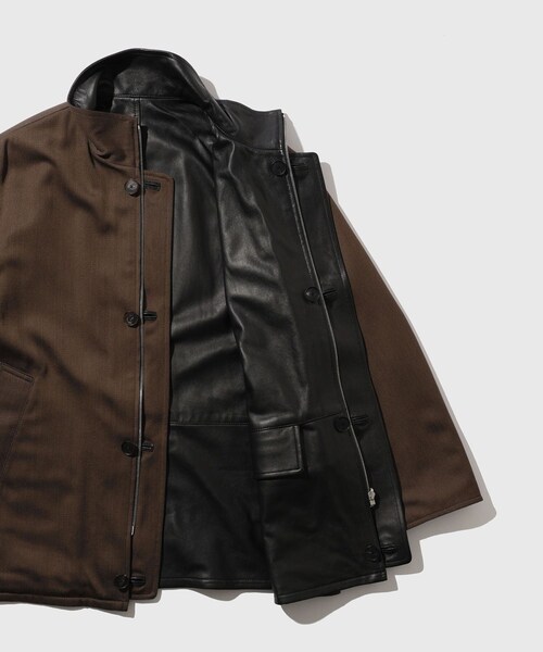 ADAM ET ROPE'（アダムエロペ）の「【AURALEE/オーラリー】REVERSIBLE WOOL TWISTED TWILL / SHEEP LEATHER HALF COAT（ダウンジャケット/コート・メンズ・ダークブラウン・3/4）」の11枚目の写真