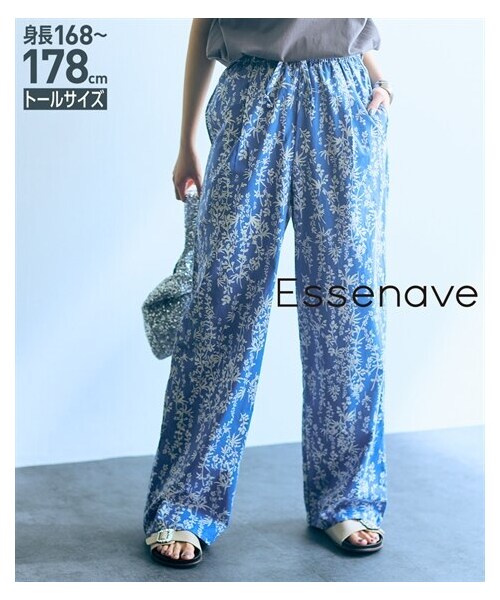 nissen（ニッセン）の「高身長　総柄イージーワイドパンツ　丈長め・トールサイズ　Essenave（パンツ・レディース・ブルー系/黒系・MTT/LTT/LLTT/3LTT/4LTT/5LTT）」の12枚目の写真