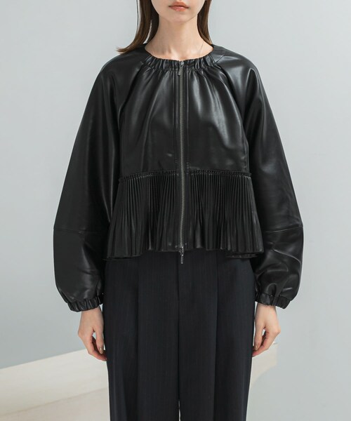URBAN RESEARCH ROSSO（アーバンリサーチロッソ）の「MARILYN MOON　eco leather pleats jacket（ブルゾン・レディース・BLACK・Free）」の6枚目の写真
