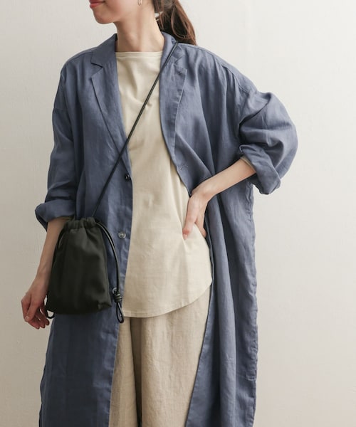 URBAN RESEARCH DOORS(アーバンリサーチドアーズ)の「リネンワイドチェスターコート(チェスターコート・レディース・NATURAL/BLUE・1)」の2枚目の写真