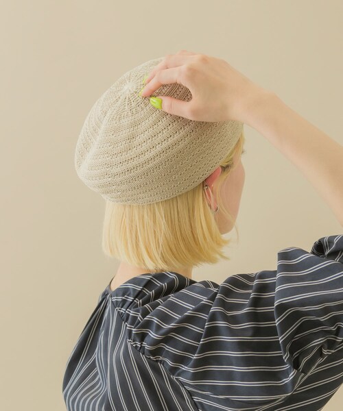 SMELLY（スメリー）の「スカシアミベレー（ハンチング/ベレー帽・レディース・BLK/IVO・-）」の5枚目の写真