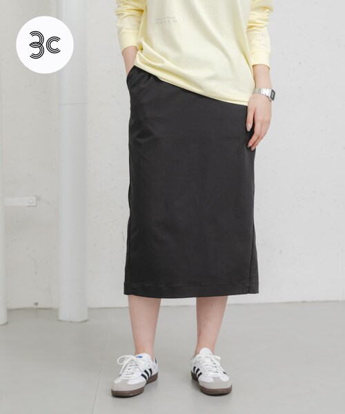 EKAL（エカル）の「『吸水速乾/UVカット』coolmaxカーブラインストレートスカート（スカート・レディース・チャコール/アイボリー・one）」の5枚目の写真