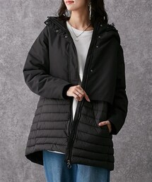 nissen | 【蓄熱・防風ラミネート加工】異素材切替ファイバーダウンコート［Soiunique］(ダウンジャケット/コート)