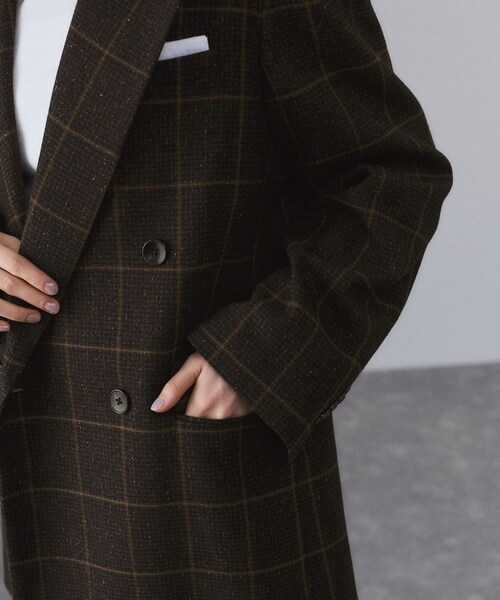 ADAM ET ROPE'（アダムエロペ）の「ダブルブレストツイード＆チェックジャケット（テーラードジャケット・レディース・グレー/ブラウン・36/38）」の18枚目の写真