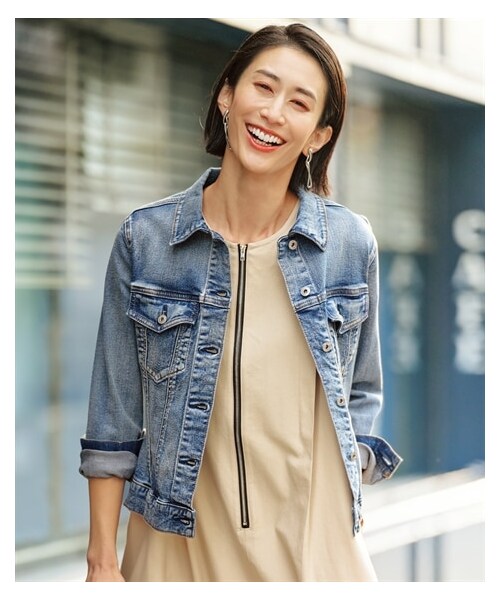 nissen（ニッセン）の「デニムジャケット【OtonaSMILE】（デニムジャケット・レディース・ユーズドネイビー・M/L/LL/3L/4L/5L）」の5枚目の写真