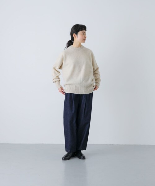 かぐれ（カグレ）の「TICCA　ヤククルーネックプルオーバー（ニット/セーター・レディース・ivory/light blue/grey・FREE）」の9枚目の写真