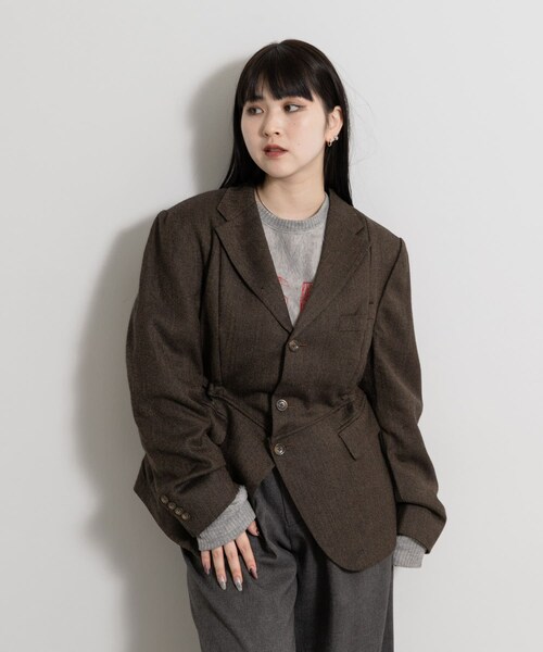 THE GOODLAND MARKET（ザグッドランドマーケット）の「77circa　make v shape tweed jacket（テーラードジャケット・レディース・brown1/brown2/brown3/brown4・one）」の6枚目の写真