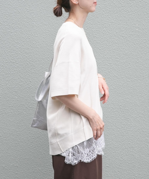 ITEMS URBANRESEARCH(アイテムズ アーバンリサーチ)の「『洗濯可』ニットTシャツ(ニット/セーター・レディース・OFF/BLK/CHA/GRN/ORG・Free)」の8枚目の写真