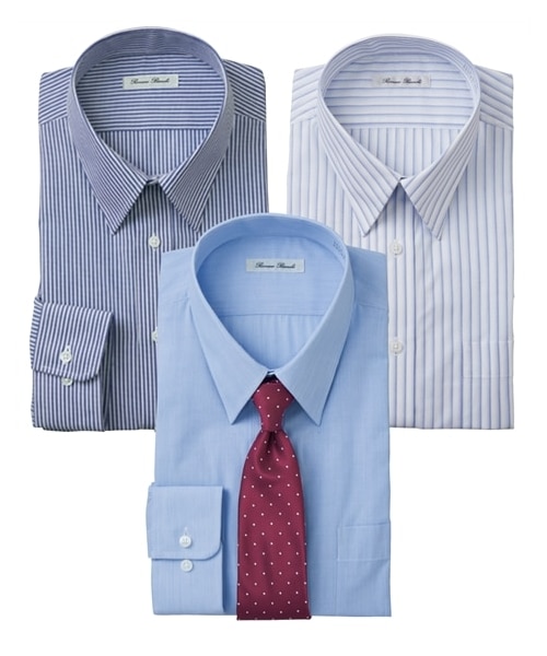 nissen（ニッセン）の「抗菌防臭・形態安定長袖ワイシャツブルー系３枚組（レギュラーカラー）【大きいサイズ有】（ビジネスシャツ・メンズ・ブルー系3枚組・M/L/LL/3L/4L/5L/6L/7L/8L）」の4枚目の写真