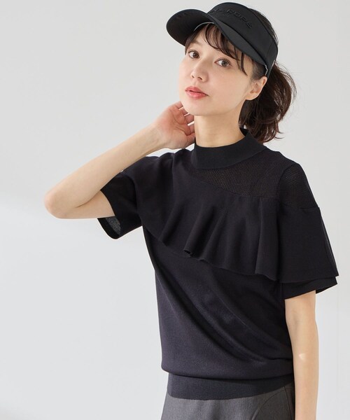 ROPE'(ロペ)の「フリル使い半袖プルオーバー(ニット/セーター・レディース・ブラック/ホワイト/サックス・L/M/S/XL)」の17枚目の写真