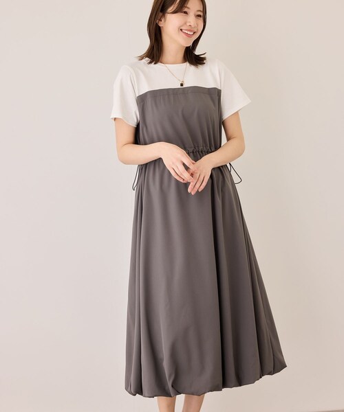 Jayro（ジャイロ）の「半袖ドッキングバルーンワンピース（ワンピース・レディース・ブラック/チャコール/カーキ・M）」の15枚目の写真