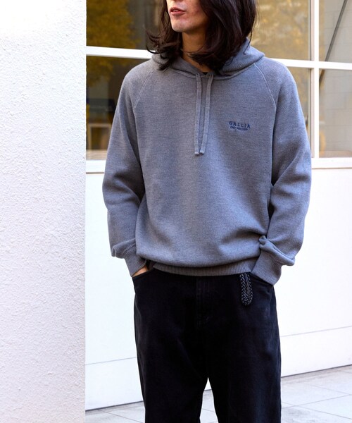 ADAM ET ROPE'（アダムエロペ）の「【GALLIA/ガッリア】Knit hoodie（パーカー・メンズ・グレー/ネイビー・50/52）」の2枚目の写真