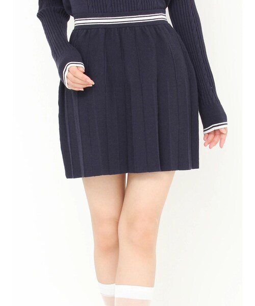 CALNAMUR（カルナムール）の「ニットプリーツミニスカート（スカート・レディース・グレー/イエロー/ブルー/ネイビー・F）」の8枚目の写真