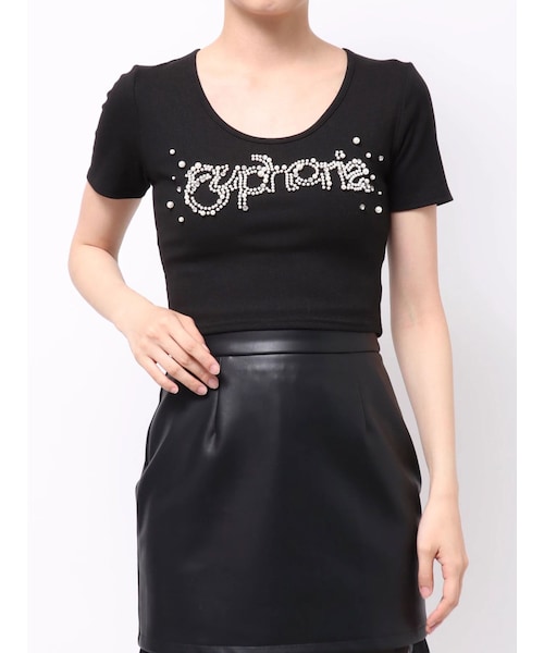RESEXXY（リゼクシー）の「デコラティブクロップドTシャツ（Tシャツ/カットソー・レディース・ホワイト/ブラック/ベージュ・F）」の4枚目の写真