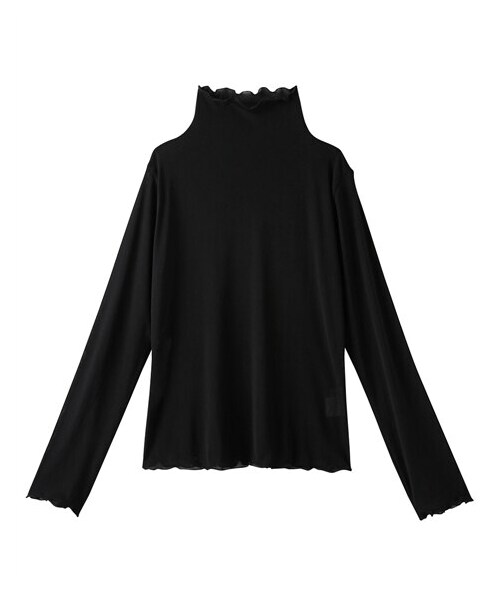 nissen（ニッセン）の「小さいサイズ　シアーハイネックカットソー　低身長さん・小柄女性（Tシャツ/カットソー・レディース・アイボリー/ブラック・PSS/PS/PM/PL）」の2枚目の写真