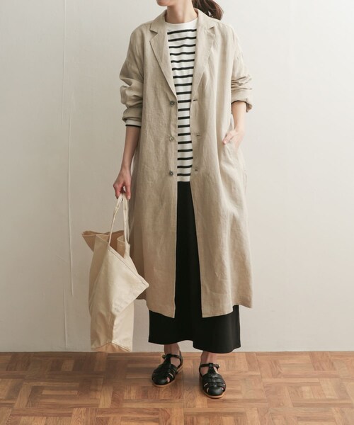 URBAN RESEARCH DOORS(アーバンリサーチドアーズ)の「リネンワイドチェスターコート(チェスターコート・レディース・NATURAL/BLUE・1)」の13枚目の写真