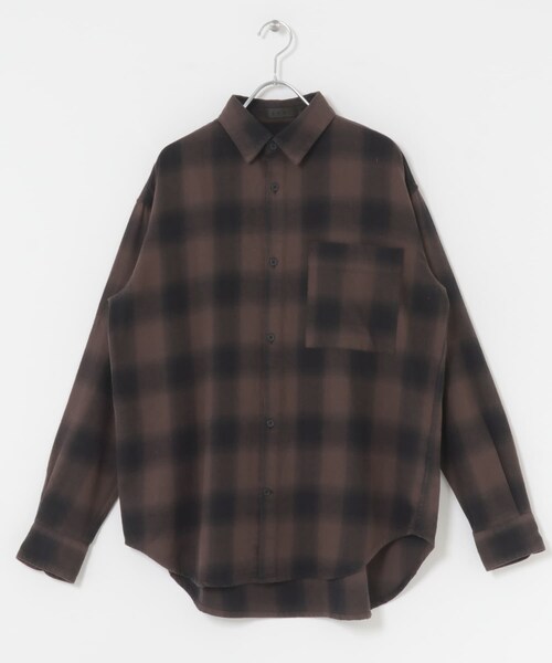 EKAL（エカル）の「製品染オンブレーチェックシャツ（シャツ/ブラウス・レディース・グレージュ/ブラウン・one）」の11枚目の写真
