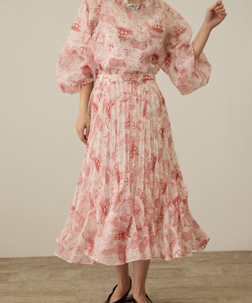 ROPE'（ロペ）の「【洗える】トワルドジュイタックプリーツスカート（スカート・レディース・ブルー/レッド・36/38）」の20枚目の写真