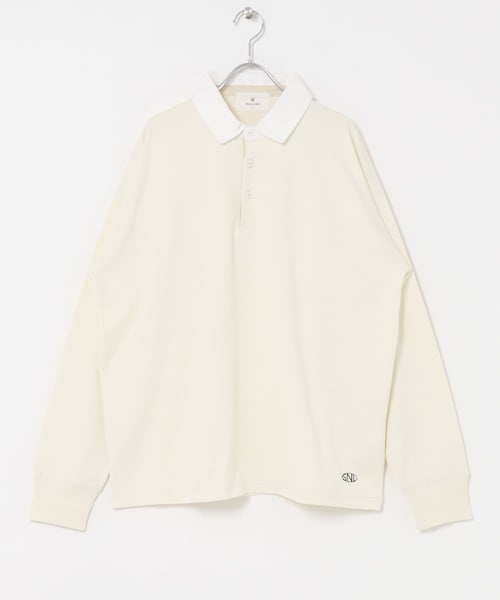 URBAN RESEARCH Sonny Label(アーバンリサーチサニーレーベル)の「ラグビーカラーロングスリーブシャツ(Tシャツ/カットソー・メンズ・ホワイト/ブラウン/ネイビー・M/L)」の1枚目の写真