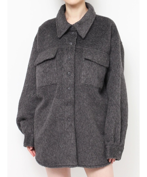 EVRIS（エヴリス）の「シャギーオーバーサイズシャツ（ミリタリージャケット・レディース・ホワイト/グレー/ブラック・F）」の7枚目の写真