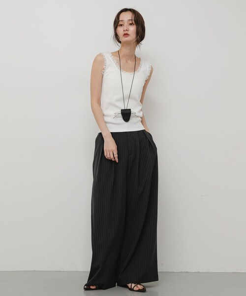 SENSE OF PLACE by URBAN RESEARCH（センスオブプレイスバイアーバンリサーチ）の「レースフリルタンクトップ（タンクトップ・レディース・OFF WHITE/BLACK・One）」の7枚目の写真