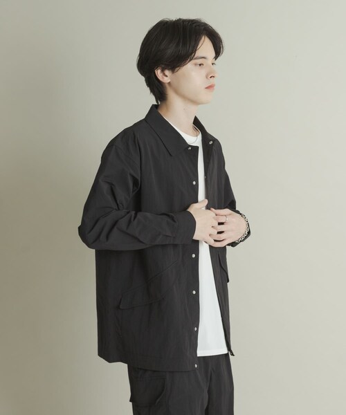 SENSE OF PLACE by URBAN RESEARCH(センスオブプレイスバイアーバンリサーチ)の「ユーティリティーロングスリーブシャツジャケット(テーラードジャケット・メンズ・BLACK/GREIGE/PURPLE・M/L)」の7枚目の写真