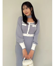 dazzlin | バイカラーニットワンピース(ワンピース)