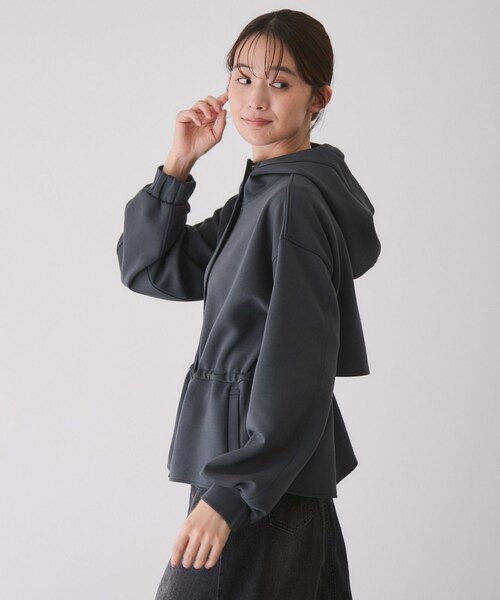 Jayro(ジャイロ)の「ダンボールニットフード付きブルゾン(ブルゾン・レディース・チャコール/ホワイト系/ダークブラウン/ピンク系・M)」の8枚目の写真