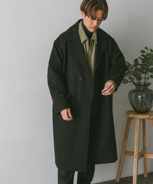 URBAN RESEARCH DOORS(アーバンリサーチドアーズ)の「JAPAN FABRICオーバーチェスターコート(チェスターコート・メンズ・GREEN/GREIGE/BROWN/D.NAVY/BLACK・M/L/XL)」の9枚目の写真