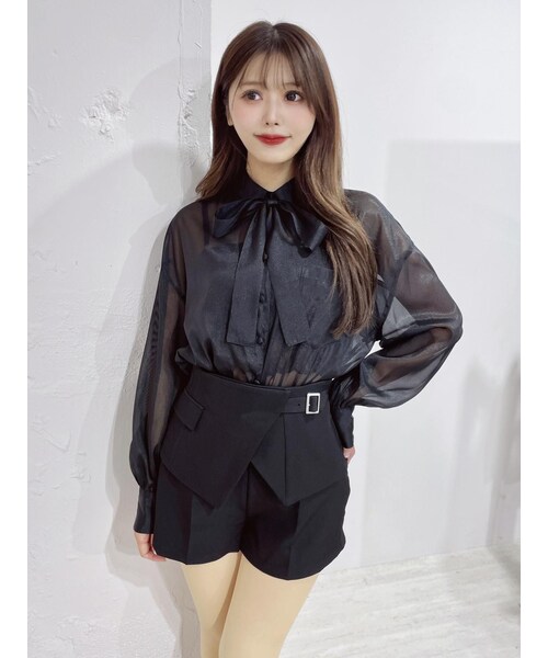 EATME（イートミー）の「フリルオーバーシャツ（シャツ/ブラウス・レディース・グレー/ブラック/イエロー・F）」の6枚目の写真