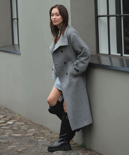 VIS(ビス)の「尾州シャギースタンドカラーロングコート/静電気防止・WEB限定PS・TMサイズ(その他アウター・レディース・チャコール/グレー系・M/PS/S/TM)」の10枚目の写真