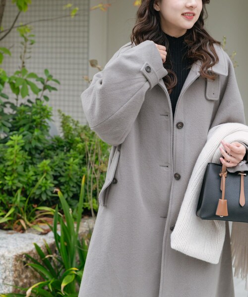 ITEMS URBANRESEARCH（アイテムズ アーバンリサーチ）の「尾州ウールスタンドカラーコート（テーラードジャケット・レディース・G.BEG/BLK/CHK・Free）」の22枚目の写真