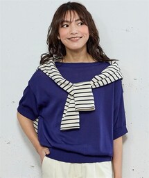 nissen | 大きいサイズ ひんやりサマーニットボートネックドルマンニット（UVカット・接触冷感・遮熱）(ニット/セーター)