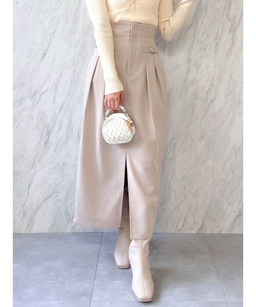 dazzlin（ダズリン）の「ベルトコルセットスラックスライクスカート（スカート・レディース・アイボリー/チャコールグレー/ピンク/グリーン・S/M/L）」の13枚目の写真