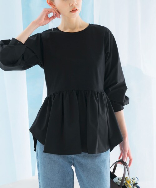 URBAN RESEARCH ROSSO（アーバンリサーチロッソ）の「ペプラムドッキングプルオーバー（Tシャツ/カットソー・レディース・IVORY/BLACK・FREE）」の2枚目の写真