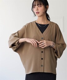 nissen | 【しわシャキ】裾スリットシャツカーディガン(防しわ・形態安定・接触冷感・UVカット)<大きいサイズ有>(カーディガン/ボレロ)