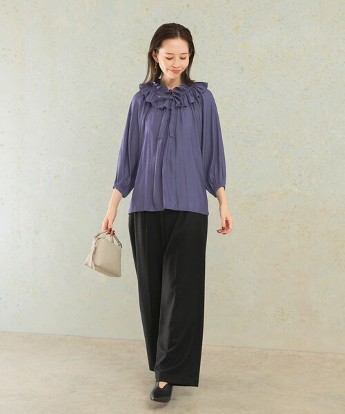 URBAN RESEARCH ROSSO（アーバンリサーチロッソ）の「フリルギャザーブラウス（シャツ/ブラウス・レディース・grape/ivory・FREE）」の9枚目の写真
