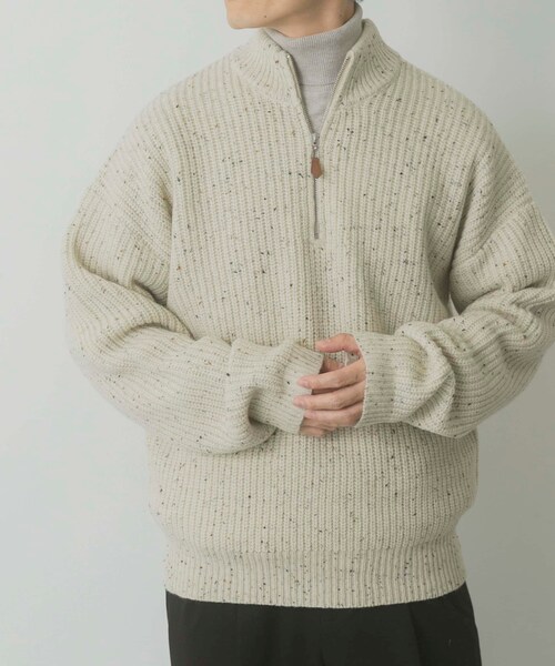 ITEMS URBANRESEARCH(アイテムズ アーバンリサーチ)の「ウール混 ハーフジップ モックネックニット(ニット/セーター・メンズ・WHT/NVY/BLK・M/L)」の11枚目の写真
