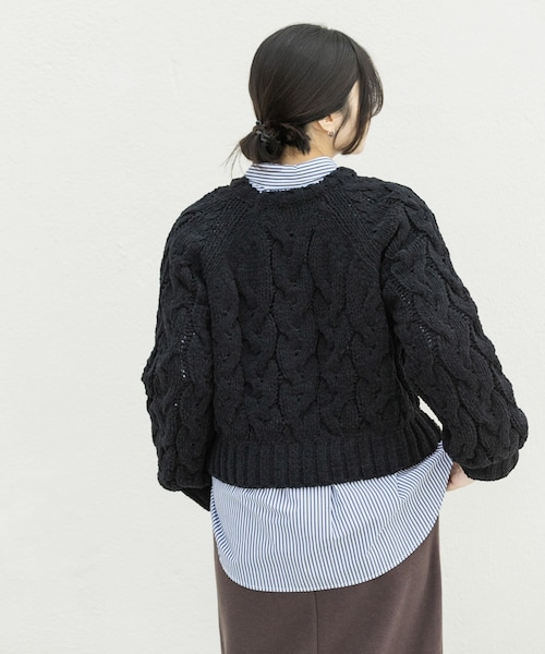EKAL（エカル）の「ケーブルモールニットプルオーバー（ニット/セーター・レディース・L.ブルー/L.グレー/ブラック・One）」の9枚目の写真
