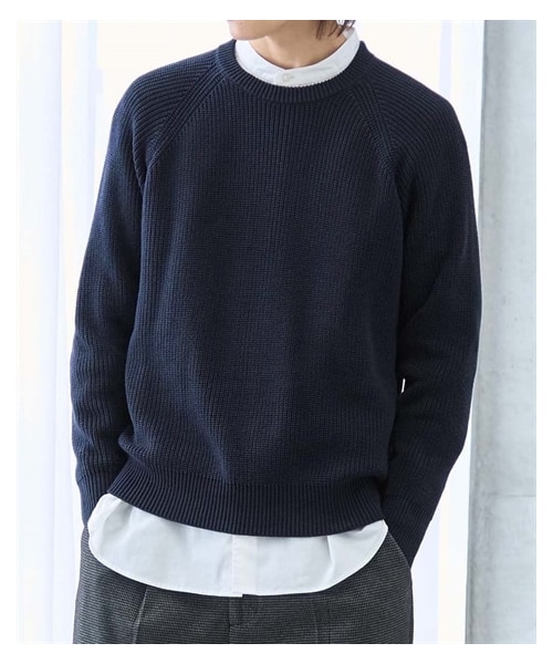 nissen（ニッセン）の「ローゲージ畦編ラグランスリーブセーター【大きいサイズ有】（ニット/セーター・メンズ・ダークオレンジ/カーキ/ネイビー・M/L/LL/3L/4L/5L/6L/8L/10L）」の2枚目の写真