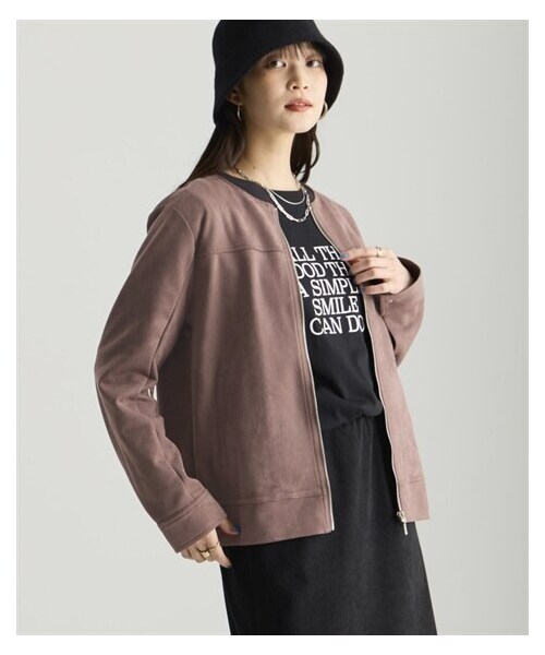 nissen（ニッセン）の「フェイクスエードノーカラーライダースジャケット＜大きいサイズ有＞（ライダースジャケット・レディース・ライトグレージュ/モカブラウン/ミントグリーン/くすみピンク/アイスブルー/【使用不可1】/【使用不可2】/【使用不可3】・L/LL/3L/4L/5L/6L/8L/10L/S/M）」の18枚目の写真