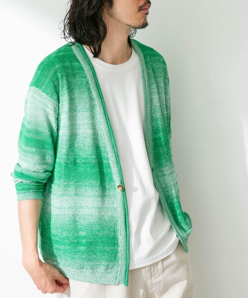 URBAN RESEARCH Sonny Label（アーバンリサーチサニーレーベル）の「スペースダイライトニットカーディガン（カーディガン/ボレロ・メンズ・ブルー/グリーン/オレンジ・M/L）」の9枚目の写真