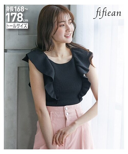 ニット セーター トールサイズ レディース 高身長 ショルダー フリル fifiean 制服 オフィス 産前 産後 LL/3L ニッセン nissen 高身長 ショルダーフリルニット（トールサイズ）fifiean 通販