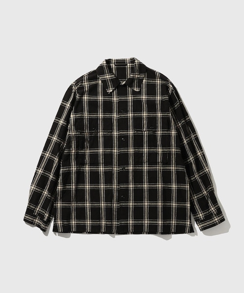 【blurhms/ブラームス】Silk/Cottn Nep Plaid Military Shirt